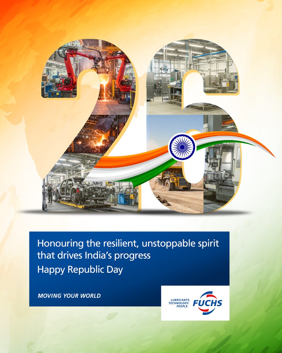 FuchsIndia's tweet image. Celebrating unity, strength and the smooth performance that drives our nation forward. Happy Republic Day!

#fuchs #fuchsindia #movingyourworld #77threpublicday #republicday2026
