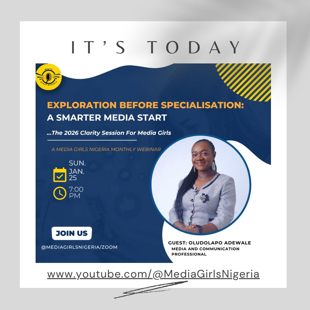 Are you ready for this? Join us at 7 pm WAT for an impactful session. Watch via Media Girls Nigeria on YouTube.