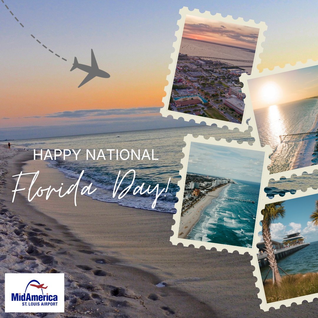 BLVairport's tweet image. Happy #NationalFloridaDay! From relaxing beach days to exciting theme parks, great shopping and historic districts, Florida has it all! ✈️☀️ Book with BLV to one of our many Florida destinations by visiting: ow.ly/SVUL50Y1ogZ. #FlyBLV #SunshineState