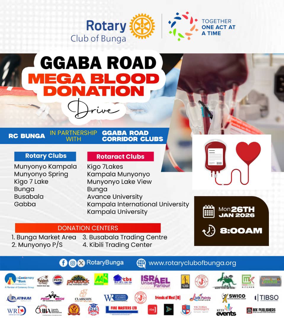 RotaryBunga's tweet image. GGABA ROAD, we’re showing up BIG! 
A MEGA BLOOD DONATION DRIVE is happening tomorrow and lives are counting on us.

🗓 26 Jan 2026 | ⏰ 8AM

Come through. Give blood. Save lives.
#TogetherOneActAtATime #RotaryBunga #BloodDonationDrive