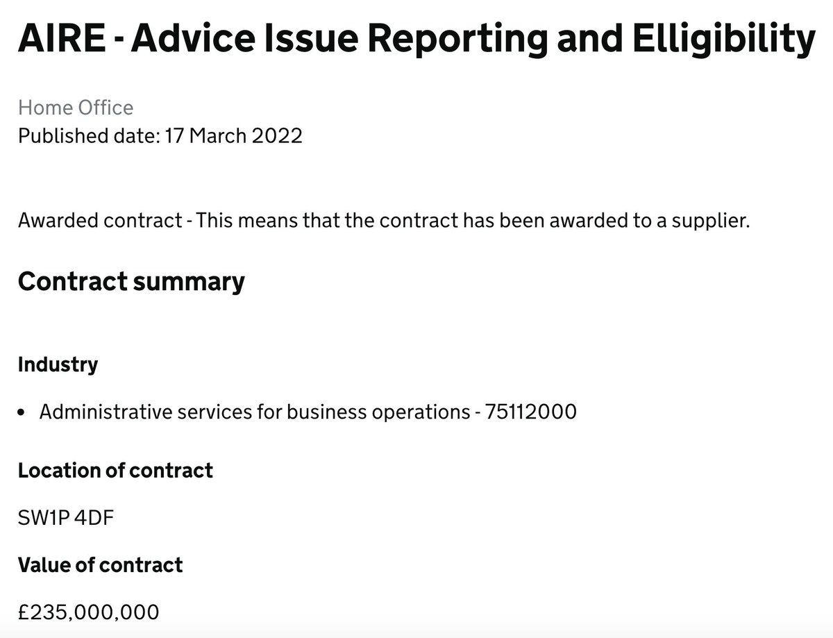 A £235,000,000 asylum contract, and the summary on the official Govt site has typos and spelling mistakes.

The title? "Advice Issue Reporting and Elligibility"

"Issue Reoporting"

What the HELL are these people doing? I am on the warpath. This is OUR money. They do NOT care.