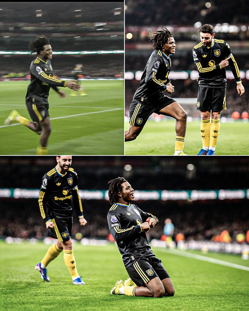 After scoring, Patrick Dorgu reached out to acknowledge Bruno Fernandes.

Fernandes urged him to finish the knee slide instead 😆