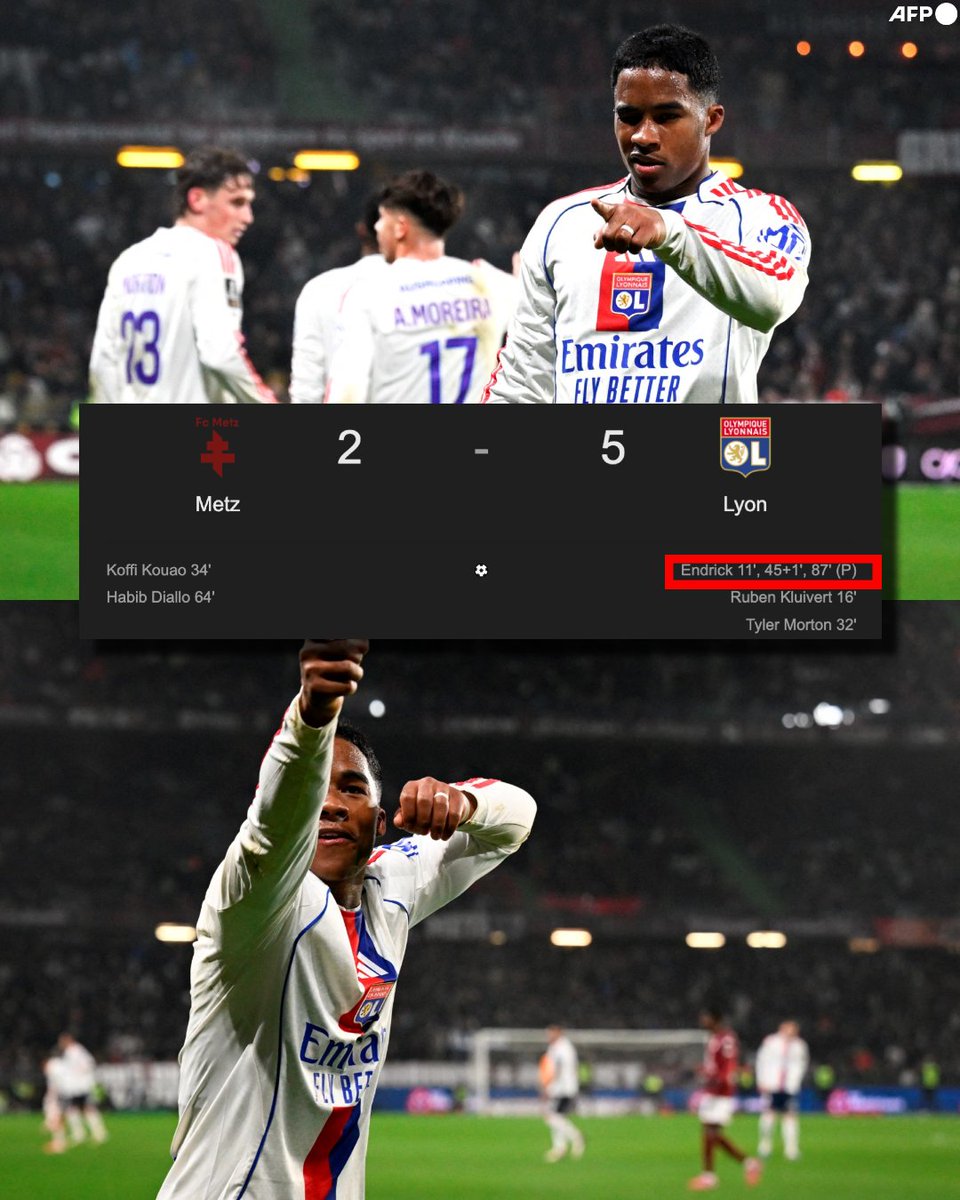 ¡¡HAT-TRICK DE ENDRICK CON EL LYON!!
¡¡HAT-TRICK DE ENDRICK CON EL LYON!!
¡¡HAT-TRICK DE ENDRICK CON EL LYON!!