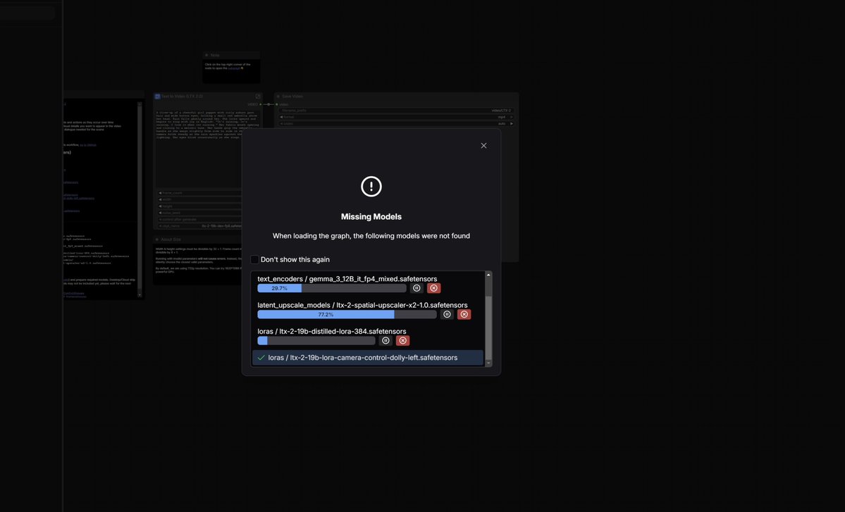 Missing models dialog