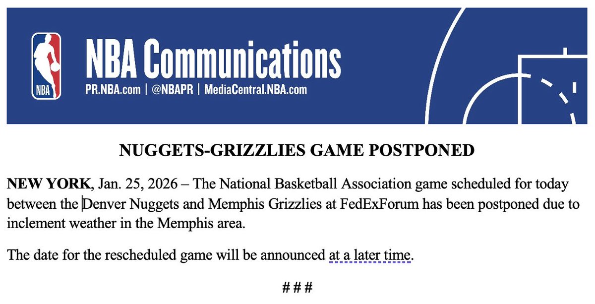 NBAPR's tweet image. The following has been released by the NBA.