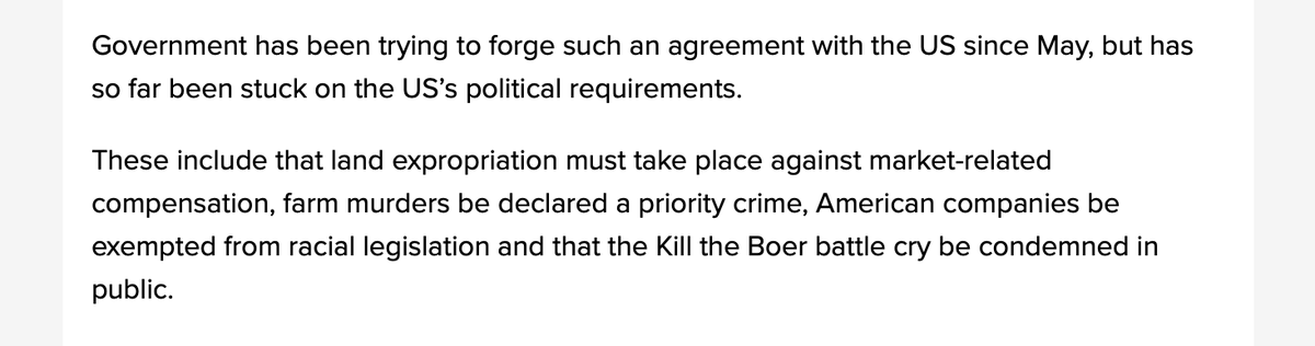 This is the first acknowledgment by the ANC-led GNU -- and News24 -- of the truth of what Solidarity and AfriForum have been saying for almost a year, are the US terms for a deal with SA on tariffs and aid.
news24.com/citypress/news…