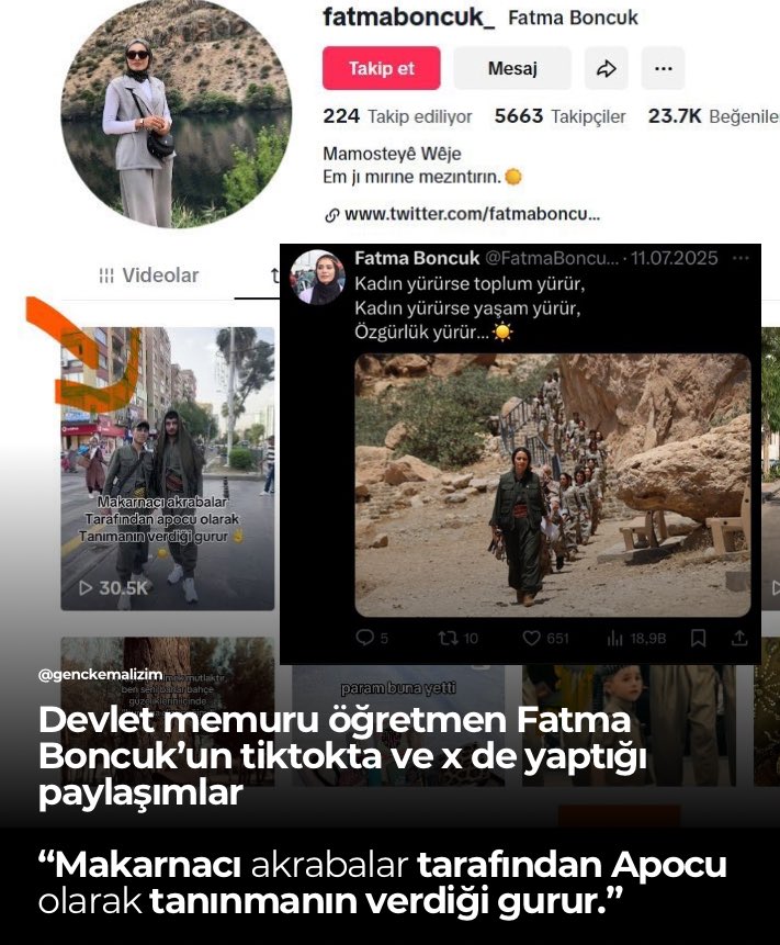 Devlet memuru öğretmen Fatma Boncuk’un paylaşımlarıdır.
<a href="/TC_icisleri/">T.C. İçişleri Bakanlığı</a>
<a href="/tcmeb/">Millî Eğitim Bakanlığı</a>

Tek tek temizleneceksiniz devlet kurumlarından !