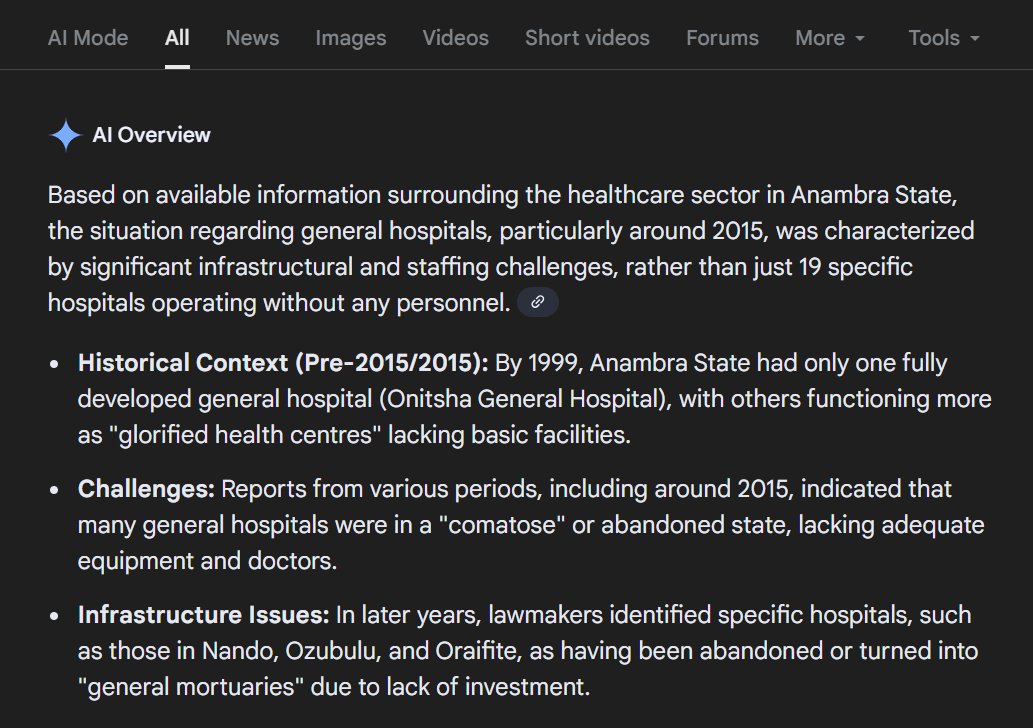 Montero1016's tweet image. Did u know? Peter Obi left Anambra with 19 General Hospitals without Doctors and qualified Health workers. Haa, Obiiiiiiiiiiiii!!!

Obi also left over 88 communities without schools after failing to build a single new school in 8 years. It's actually another shameful record.

To…