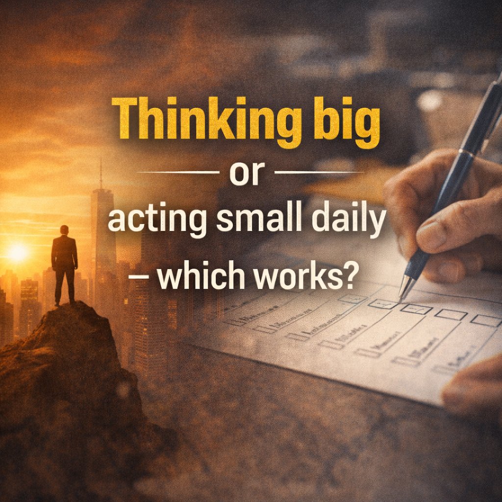 SuccessBluePrtX's tweet image. Thinking big or acting small daily — which works?