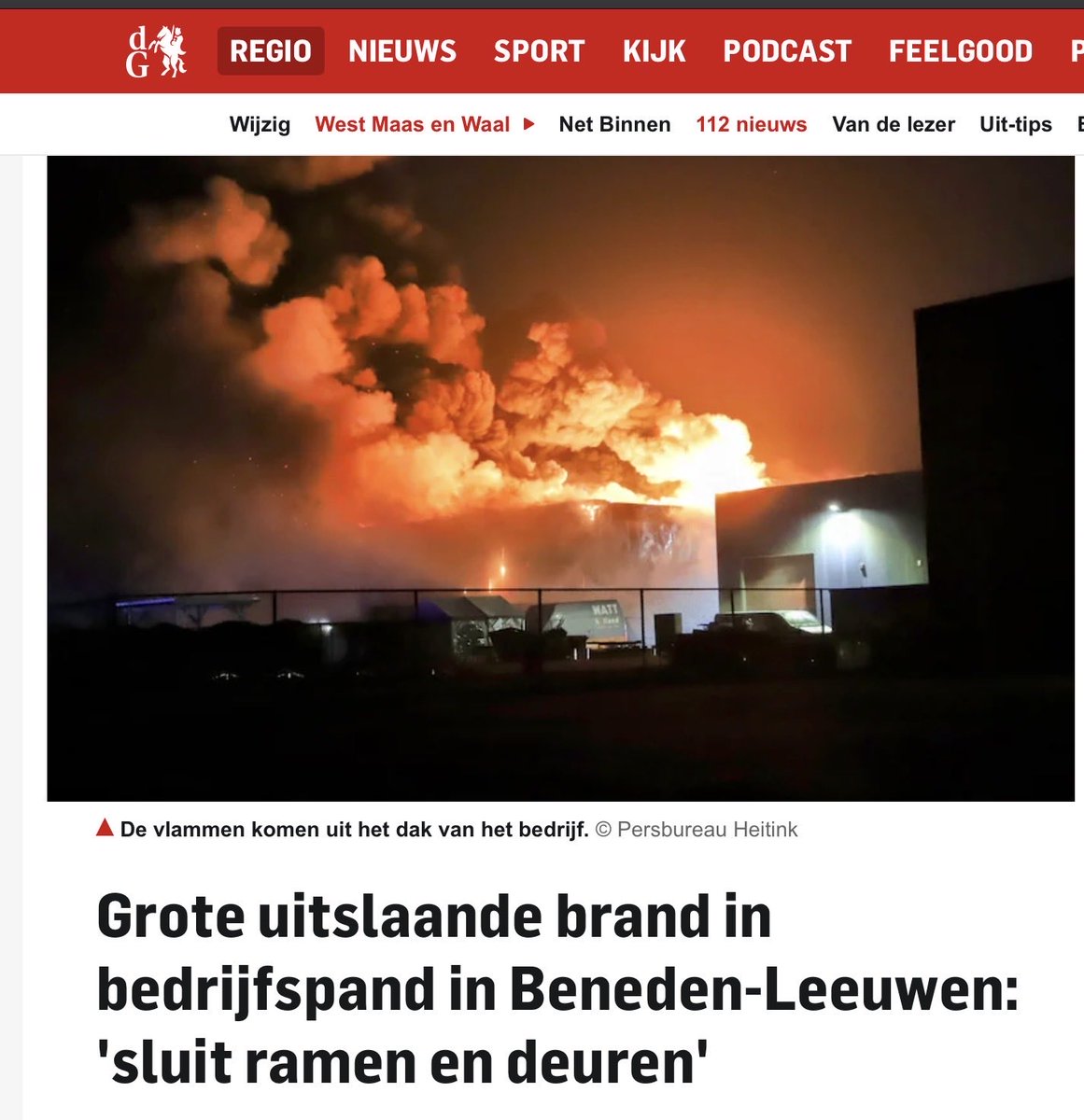 Uitslaande brand in Beneden-Leeuwen