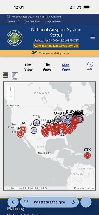 Goodness.

Airports closed:
ABE
AFW
AVP
CDW
FAY
FYV
GLH
GMU
GON 
GSP
HTS
HVN
HYA
JLN
LAW
LEX
LGA
MKL
MMU
MWA
PAH
PHF
SWF
TUP