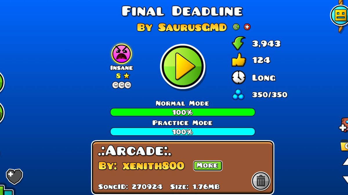 ¿Se acuerdan de Deadline? Ese nivel que hice hace dos años y pues se quedó unrated... Pues que me digno a darle una nueva oportunidad, mejorar ciertas cositas, re-subirlo y renombrarlo

En fin, gracias por el send <a href="/Danolex_/">Danolex</a>

ID: 131876012