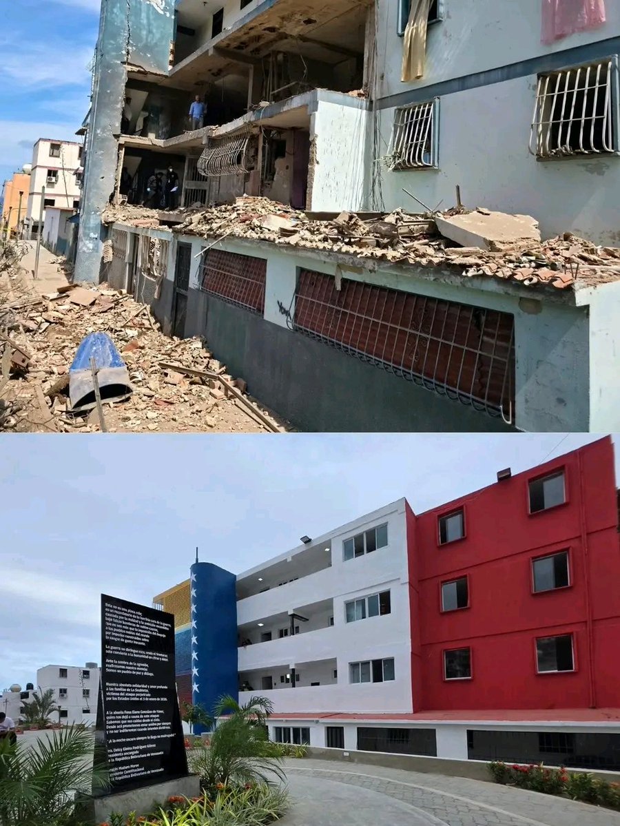 QUÉ GRANDES LOS CHAVISTAS!!! ✊😍

Los lugares atacados por el ejército de ocupación de EEUU ya están quedando así: levantados en tiempo récord.

NO ES SOLO MADURO, NO ES SOLO DELCY: es un movimiento popular que es imposible de destruir 🇻🇪