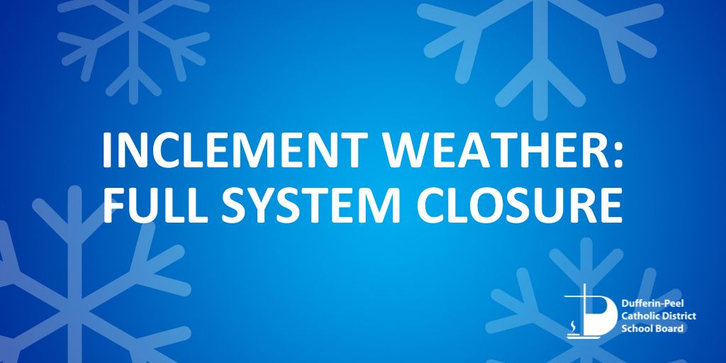 All DPCDSB schools and offices/facilities are closed to students and staff on Monday, January 26 due to winter weather conditions.
Secondary exams scheduled for tomorrow will move to the designated Contingency Day.
