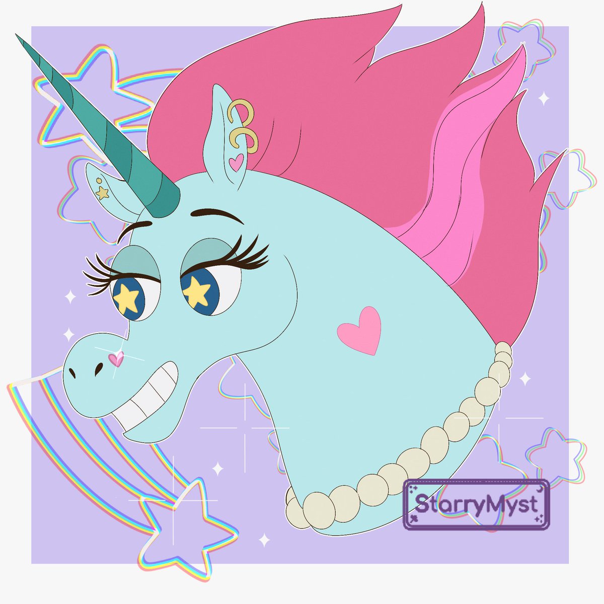 My aged up Pony Head design for Age of Paradox! 🦄✨
She's still Star's bestie and gives Star deets on Marco's status after their breakup. Janna is annoyed with her and likes to mess with her. lol.
Pony Head is about half the size of her father who is huge.
When she's 30 l