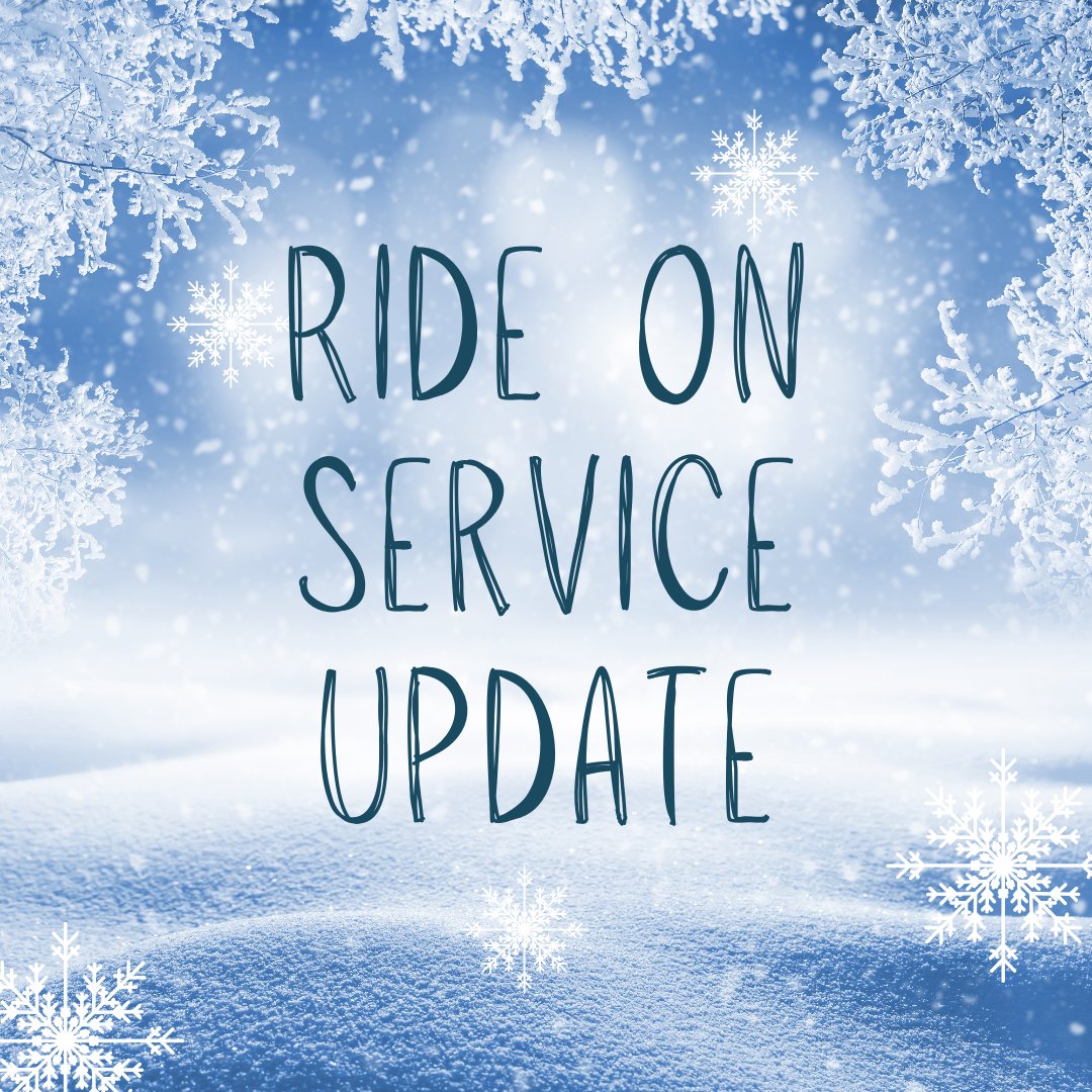 Due to low temperatures and poor road conditions, Ride On will be operating the S Service Schedule on Mon., Jan. 26. Flash Orange will use 40-foot Ride On buses. Riders should anticipate possible service delays and detours. For more info, visit montgomerycountymd.gov/DOT-Transit/Re…