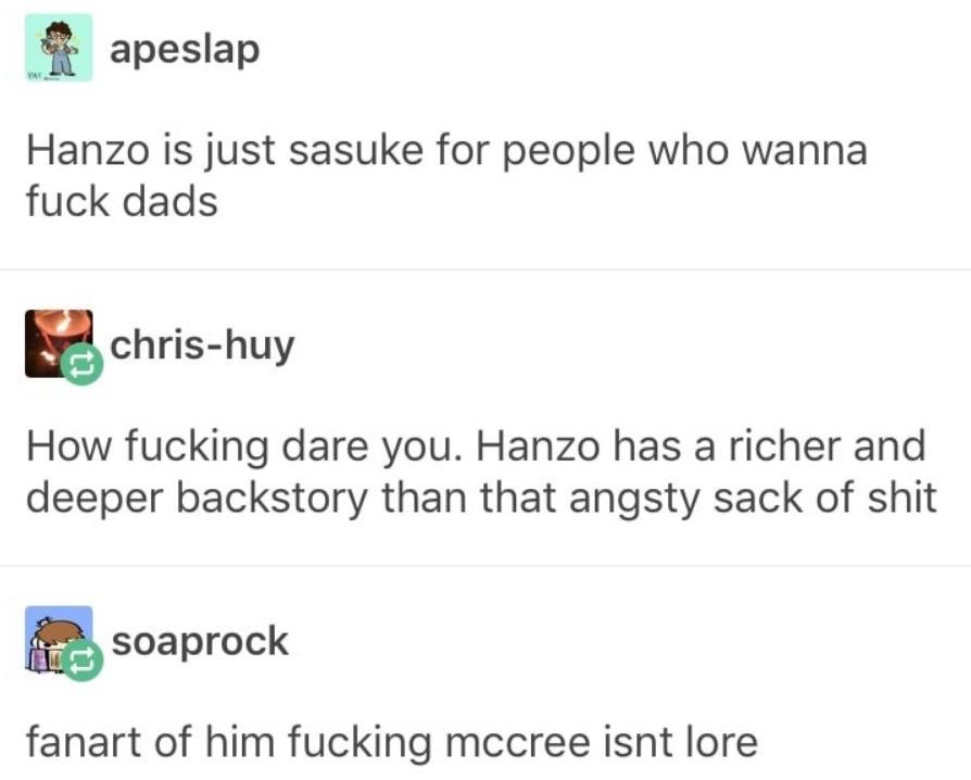 shimassidy's tweet photo. coming across this tumblr post while I was just starting out in the overwatch fandom and then trying to find the hanzo fucking cassidy fanart in question https://t.co/Y24j554gVy
