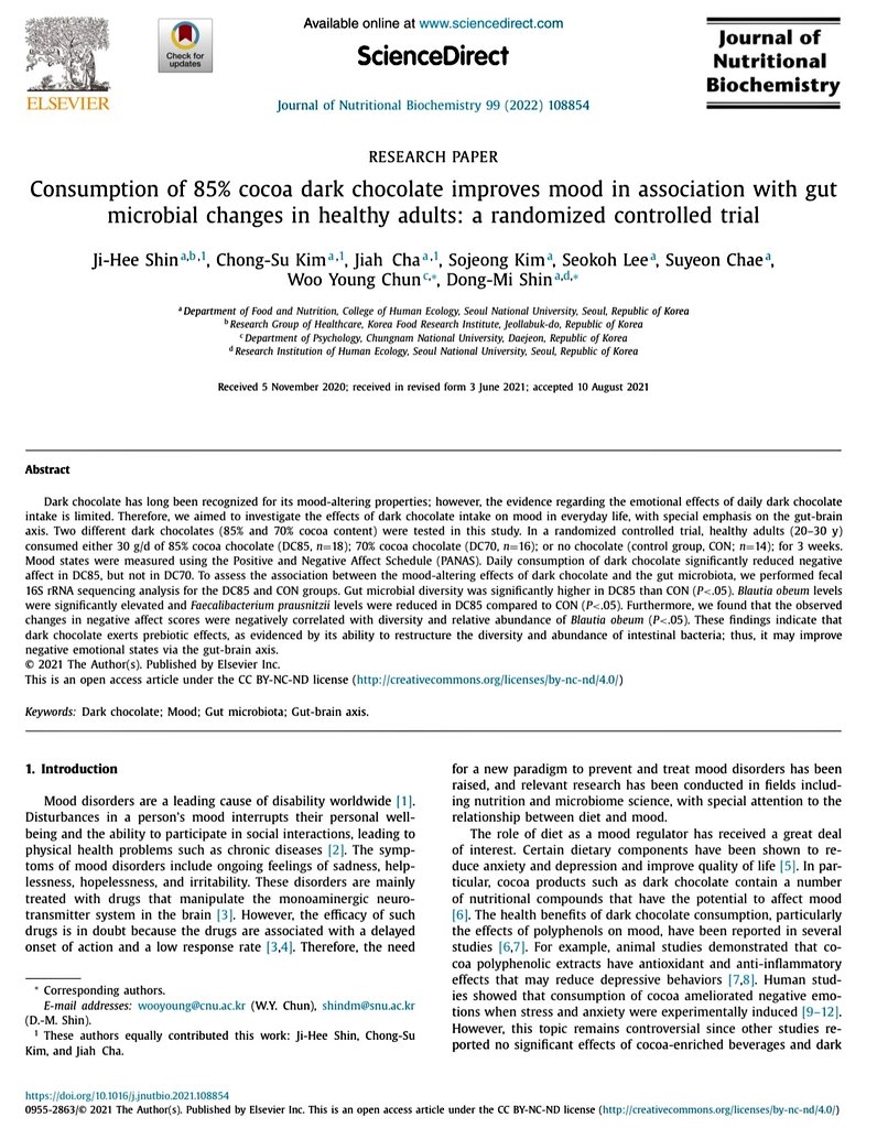 El consumo de chocolate negro con 85 % de cacao 🍫 mejora el estado de ánimo en relación con los cambios en la microbiota intestinal en adultos sanos. <a href="/SEMicrobiologia/">SEM</a>
👇🏻🍫🦠