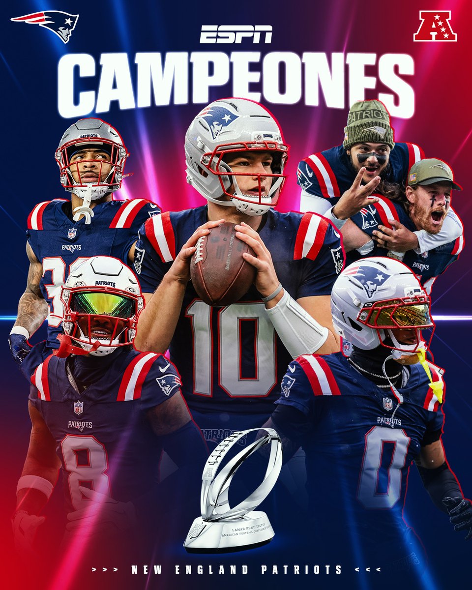 ESPNmx's tweet image. 🤩 ¡LOS PATRIOTS VUELVEN AL SUPER BOWL! 

NEW ENGLAND Y DRAKE MAYE SON CAMPEONES DE LA AFC Y JUGARÁN EL #SBLX. 🔥

#NFLxESPN