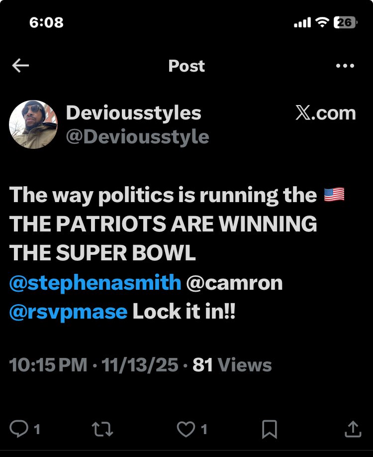 Deviousstyle's tweet photo. @stephenasmith Remember I said the Pats were going to get there https://t.co/SIzW358bvj