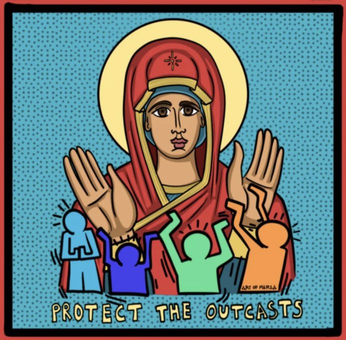 aristomenispapa's tweet image. Refuse to harden your heart. Choose  mercy. Embody love. And buy @artofmarza. In modernity, especially in America, Orthodoxy wrestles with the question: are we outsiders, or are we at home here? Marza’s art answers: both.