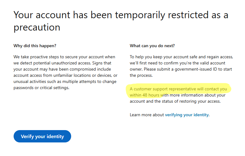 tej____18's tweet photo. I am facing this issue from 3 weeks, I currently blocked out of my Linkedin account, I am trying to recover my account and asked to verify my identity, So I did. But it's been more than 3 weeks. Tried contacting customer support but their is no direct way to contact them. https://t.co/PVPE5kBOJ8