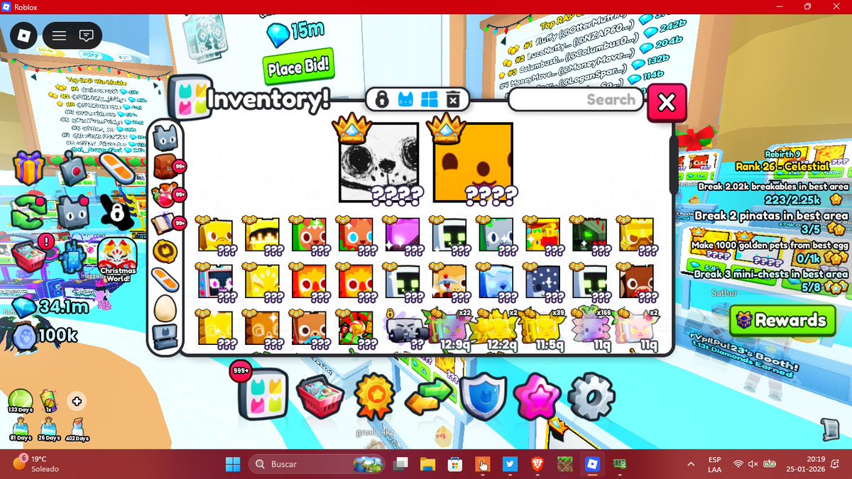 This is my inventory from one year ago, and if it has changed