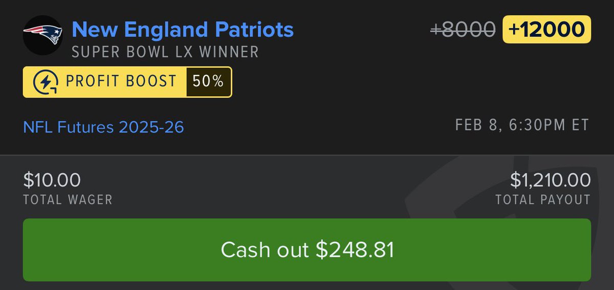 vBigMar's tweet photo. I’m living with it🤷🏿‍♂️ Santa Clara here we come!!!!🔥😤😤 @FDSportsbook @TheParlayPlug @SavageSports_ @Patriots #GoPats #GamblingX https://t.co/PDc6rQCqRg