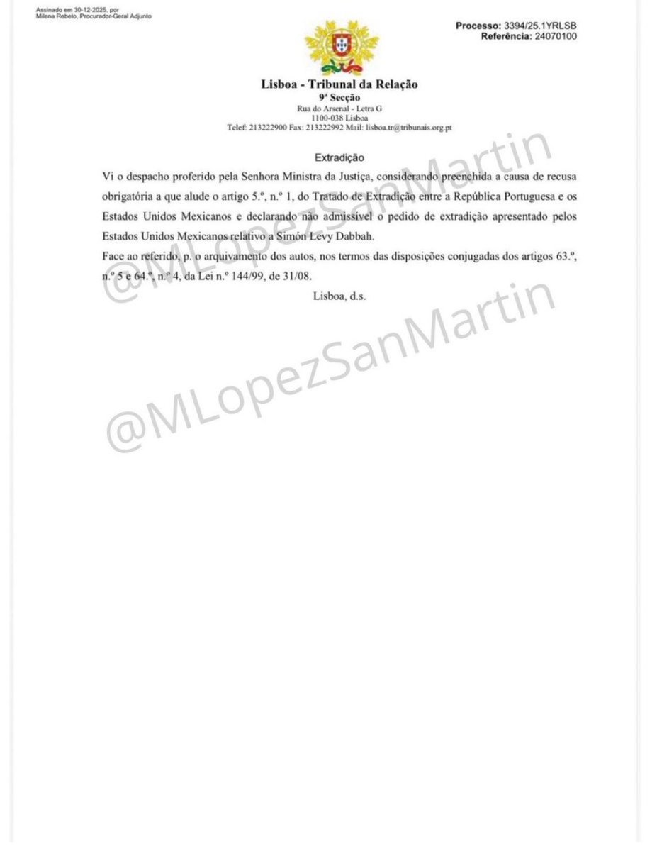 El gobierno de México quedando como estúpido 

El gobierno de Portugal 🇵🇹 declarando como inadmisible la solicitud de extradición de <a href="/SimonLevyMx/">Simón Levy</a>