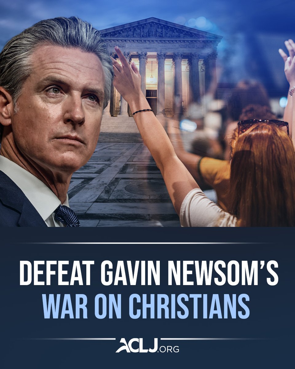 JaySekulow's tweet image. Governor Newsom hit a church with $1.2 million in fines for how it gathered to worship – targeting the church’s tithes and offerings. 

Sign our petition to stop the attacks on your Christian faith. We’re fighting this all the way to the Supreme Court: aclj.org/xjdfwsc