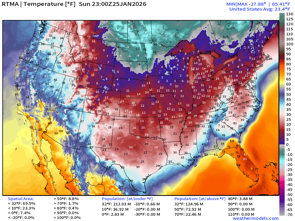 The only places to go to escape the cold are southern California / Arizona or Florida. 🏝️

The rest of the Lower 48 is in the ice box. 🧊

Unless you have a real fireplace or pellet / wood stove (increasingly rare in new homes), the reason that you're not freezing to death