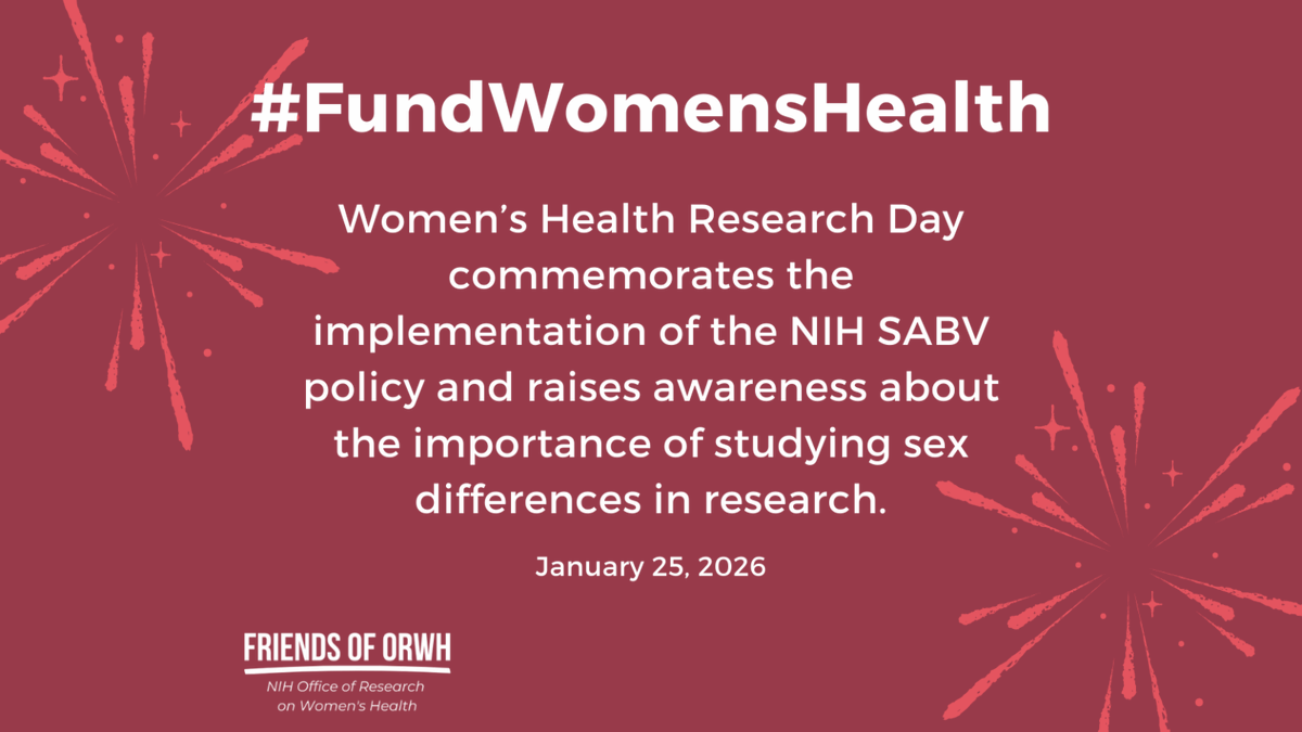 #FundWomensHealth
2026 marks 10 years since NIH implemented its Policy on Sex as a Biological Variable, addressing the lack of attention to sex influences in biomedical research. Celebrating #WomensHealthResearchDay, we’re proud how far we’ve come but recognize we have far to go.