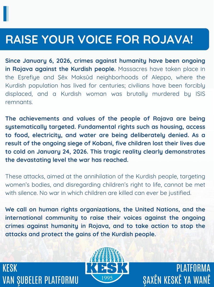 EgitimSenVan's tweet image. RAISE YOUR VOICE FOR ROJAVA!
#SaveRojava
#DefendRojava