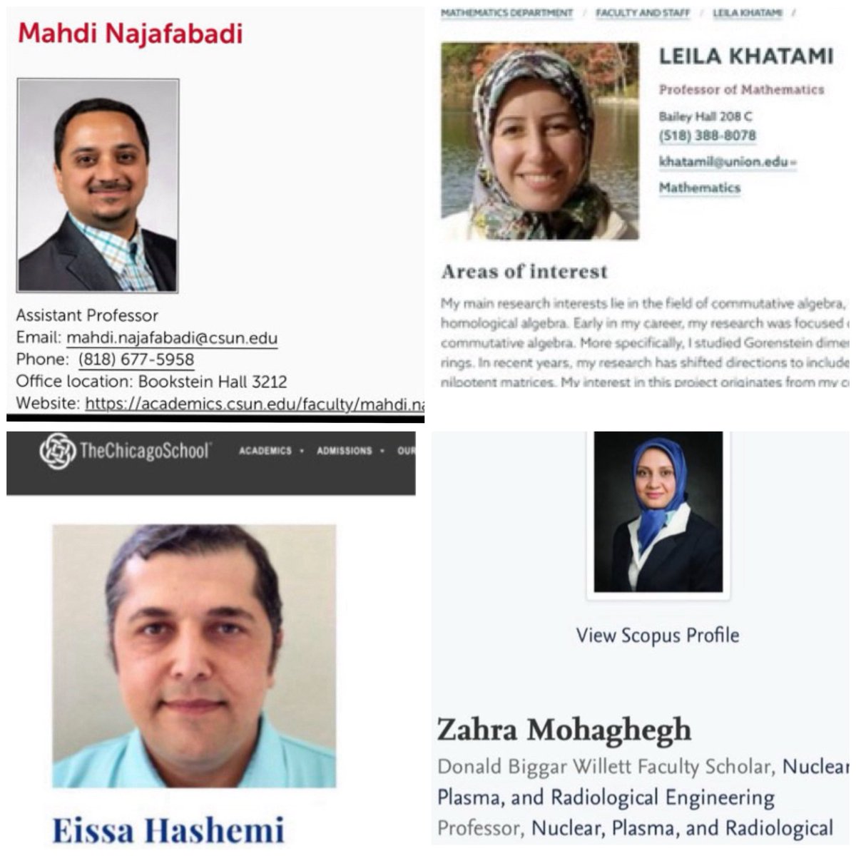 از لاریجانی تا خاتمی .... اگر میخواهید اینا رو به دانشگاه ریپرت کنید، ایمیل مربوط به هر دانشگاه را ابن زیر پیوست کرده‌ام. 

👇👇👇👇