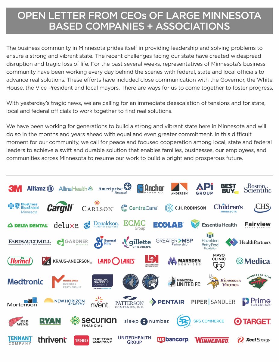 We stand with business leaders calling for an immediate