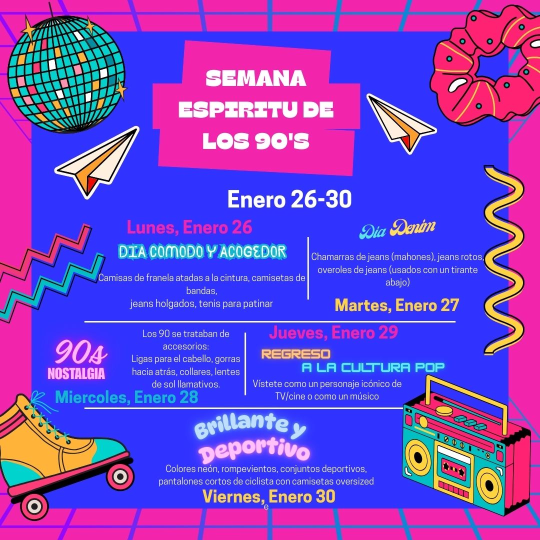 Tomorrow will be the first day of our 90s Spirit Wear! Wear your best grunge outfit (flannels, band t-shirts and baggy jeans)! #pklvikings #vikingnation