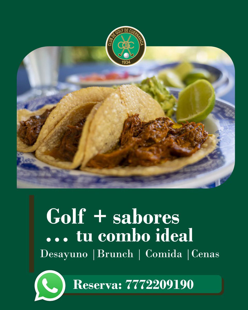 El Club de Golf de Cuernavaca tiene tu combo ideal, golf y buen sabor.

¡Reserva al: 7772209190!