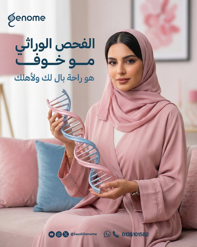 Geneoom's tweet image. تخططون للزواج؟ 💍
لا تنسون خطوة مهمة: الفحص الوراثي قبل الزواج
مع جينوم، نساعدكم تعرفون أي مخاطر وراثية محتملة، وتحافظون على صحتكم وصحة المستقبل.
✍️ سهل، سريع، ودقيق

احجزوا فحصكم اليوم!

#جينوم #فحص_وراثي #ما_قبل_الزواج #صحة_المستقبل #عائلت