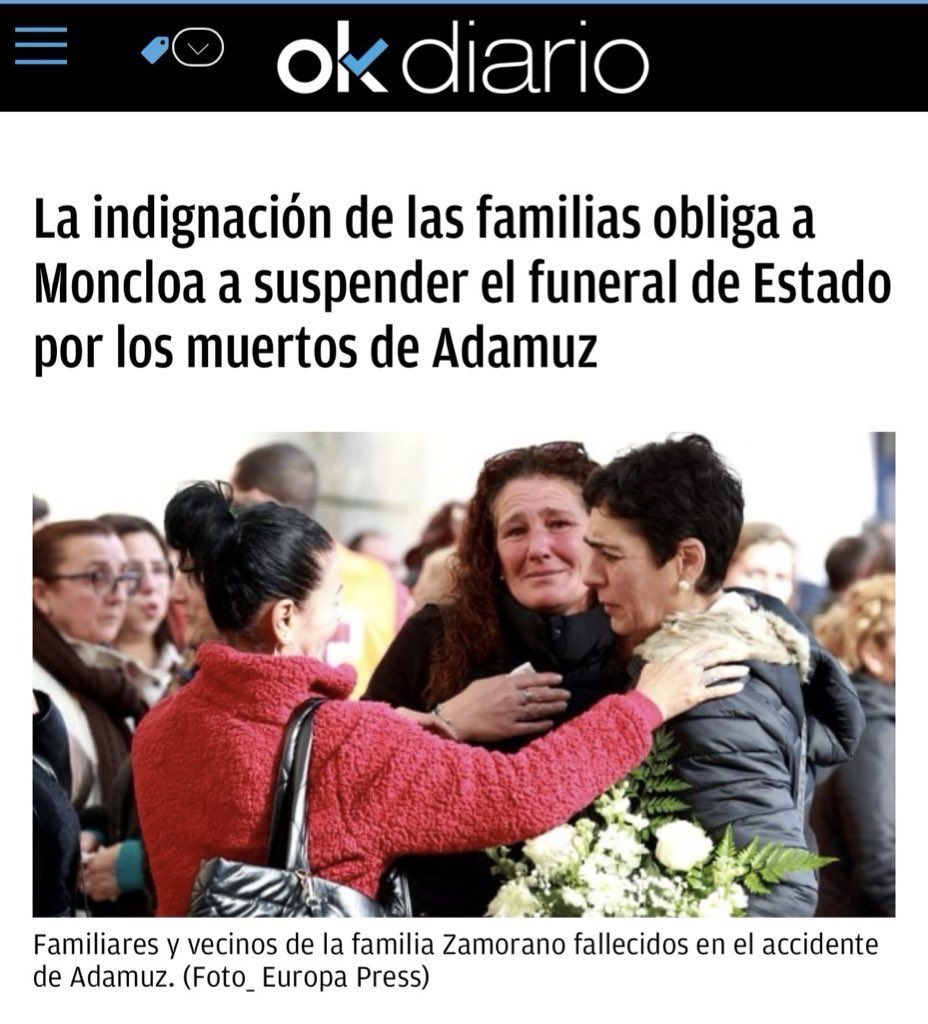 🚨Al Gobierno no le ha quedado otra que suspender el “funeral laico” que  querían celebrar por los muertos de Adamuz ante la negación de las familias  a participar. Que se metan sus