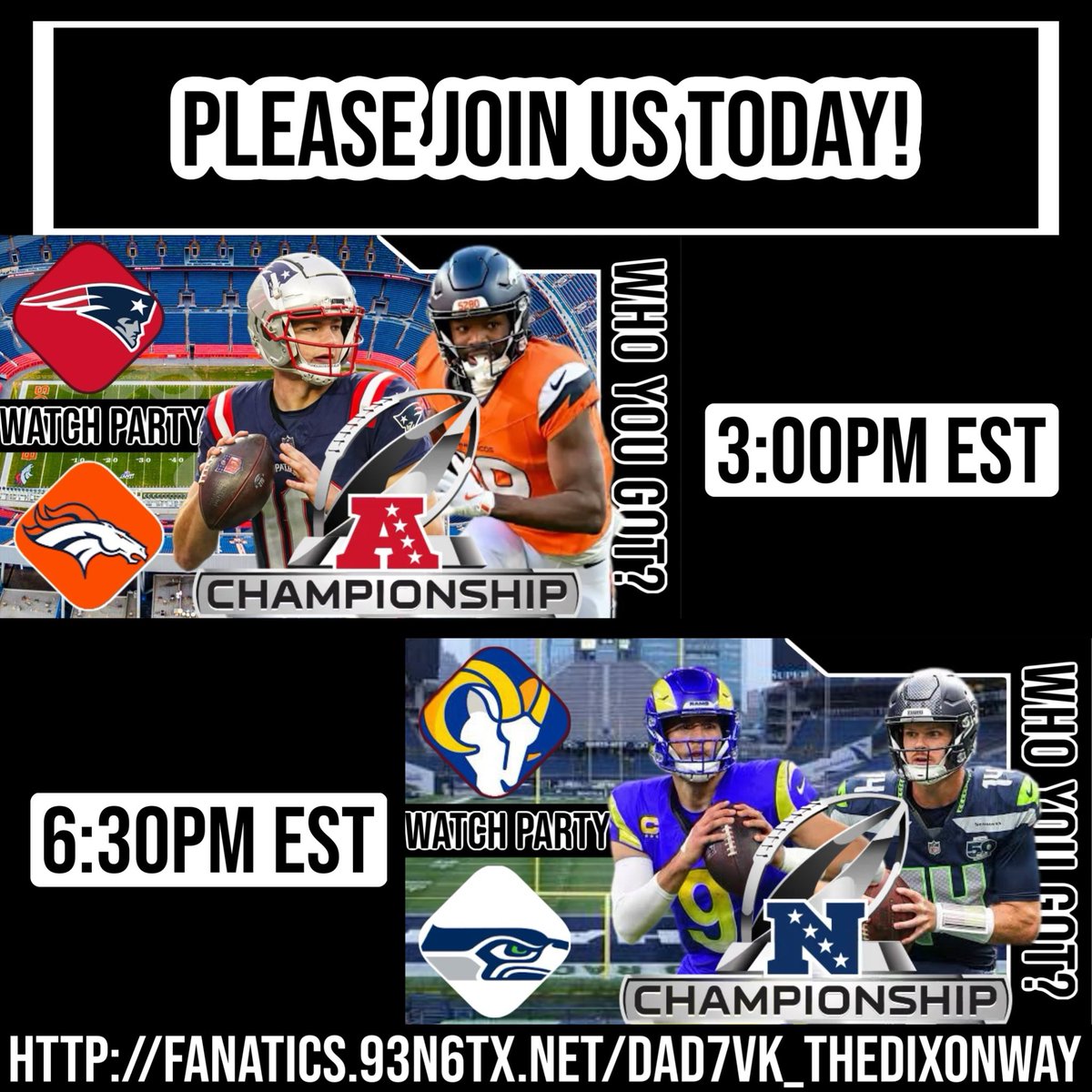 Please join us at 3pm est for the #NewEnglandPatriots #denverbroncos #nfl #NFLPlayoffs #TheDixonWay #AFCChampionship watch along New England Patriots vs Denver Broncos | Live Play by Play | #nfl #afcch... youtube.com/live/yNQg6wX1t… via <a href="/YouTube/">YouTube</a>