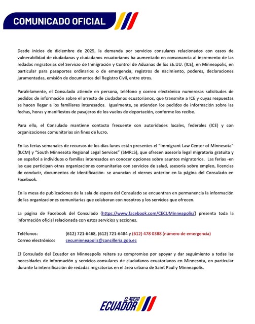 Consulado del Ecuador en Minneapolis (@cecuminneapolis) on Twitter photo 