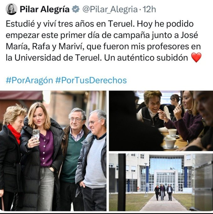 DavidDavidesc's tweet photo. @aragonpsoe @Pilar_Alegria Da gusto tener una candidata con semejante cv... la Universidad de Teruel esta a nivel de Ossfort y Sandwich.... https://t.co/N2Ul47HBIv