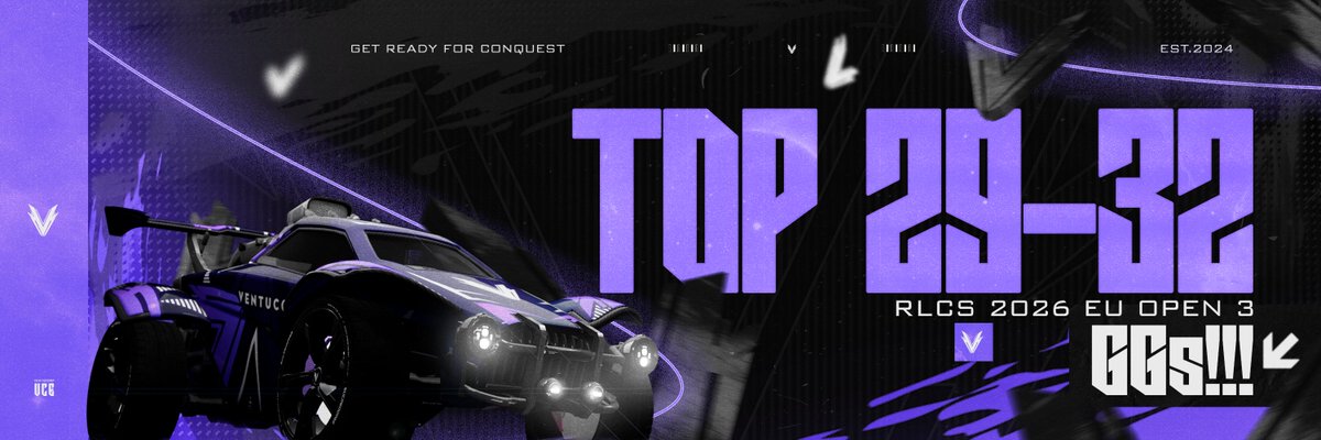 VentuCorp's tweet photo. 📊 RLCS EU Open 3 – Day 3 Results 📊

❌ 1️⃣-3️⃣ 🆚 RST
❌ 1️⃣-3️⃣ 🆚 @WIP_EsportsTeam
❌ 0️⃣-3️⃣ 🆚 @F9EICAR

Not the ending we wanted, but proud of the run.
Top 32 in Europe secured. We’ll be back stronger 💜🖤

#RLCS #RocketLeague #RLCS2026 #Esports #EUServer #CompetitiveRL #MatchResults #VentuCorp #VentuCorpEsports #VentuCorpForever
