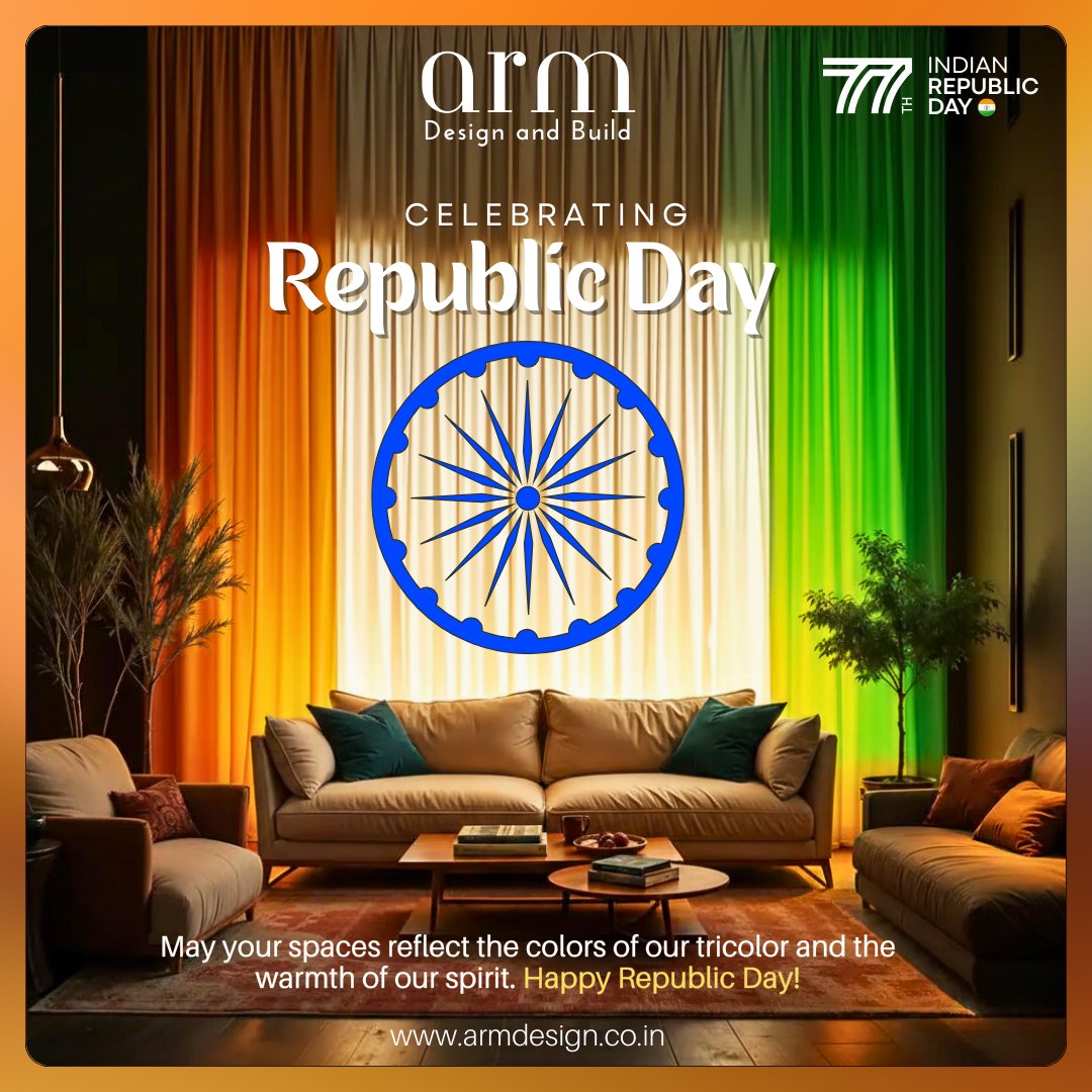 armdesign_build's tweet photo. May your spaces reflect the colors of our tricolor and the warmth of our spirit. Happy Republic Day.

#RepublicDay2026 #armdesignandbuild #interiordesign https://t.co/T7Y4aO2ngm