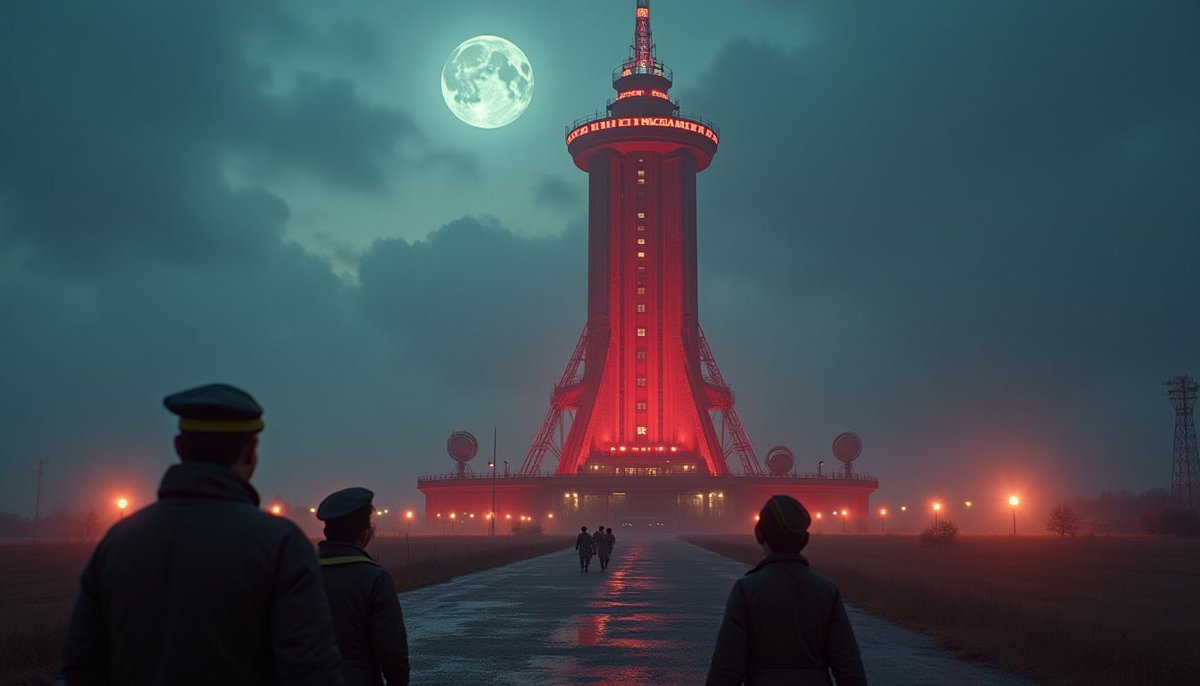 neuralarchive's tweet photo. Imagine if the USSR landed on the Moon first…

Today, Moscow’s lunar command tower pulses red at night, broadcasts beamed to orbiting schools, Lenin’s face etched into the Mare Imbrium.

Did we lose the stars when we won the war?
#TheNeuralArchive #AltHistory #WhatIf https://t.co/t1m7doy8AW