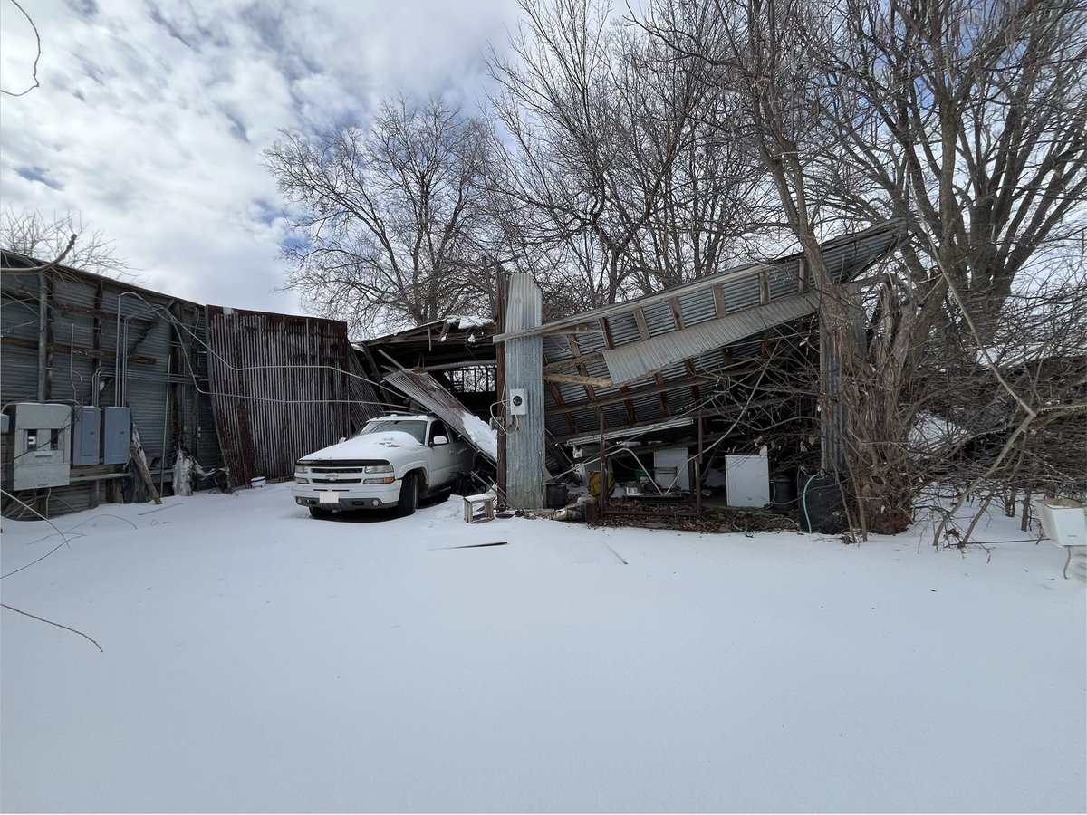 Buildings are collapsing under the weight of ice here in Texas. The shop behind our house fell on the suburban, a mechanic shop, the Ford dealership, a horse arena (5 horses rescued), carports. We’ve got another round coming this afternoon. Our buildings weren’t made for this.