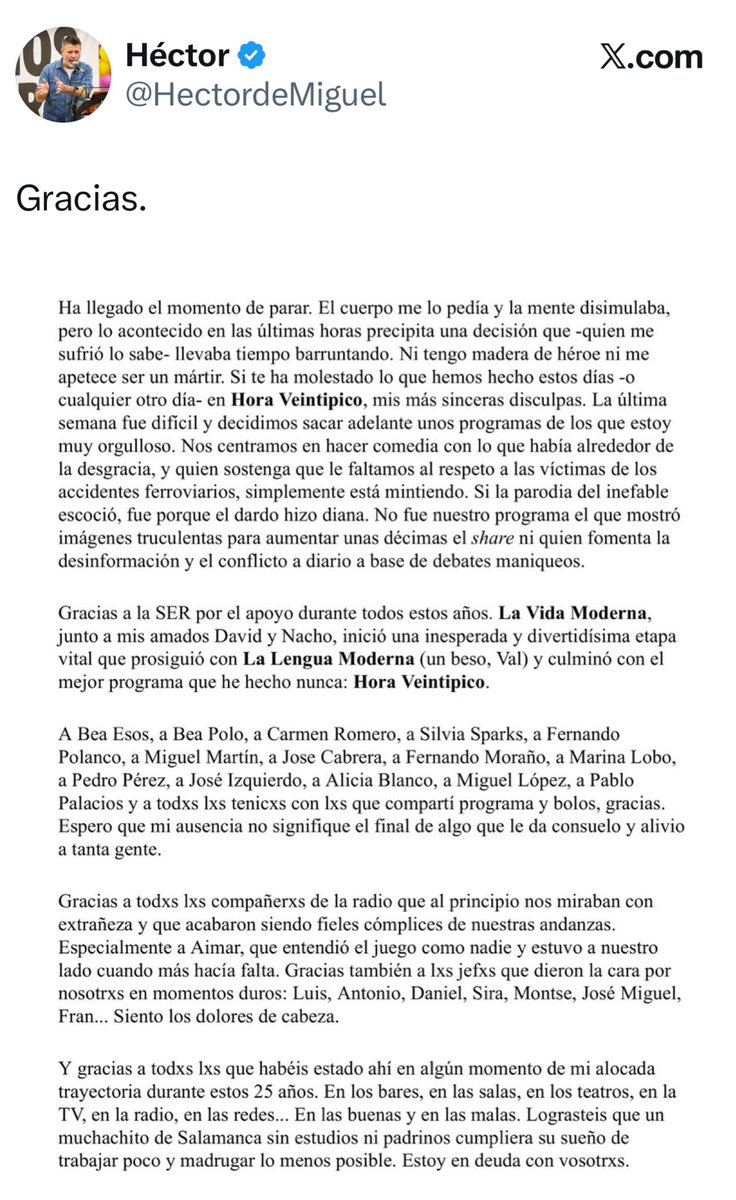 Vamos, que te han echado porque ni la SER ha podido aguantar tu nivel de mezquindad. Hasta nunca, bufón.