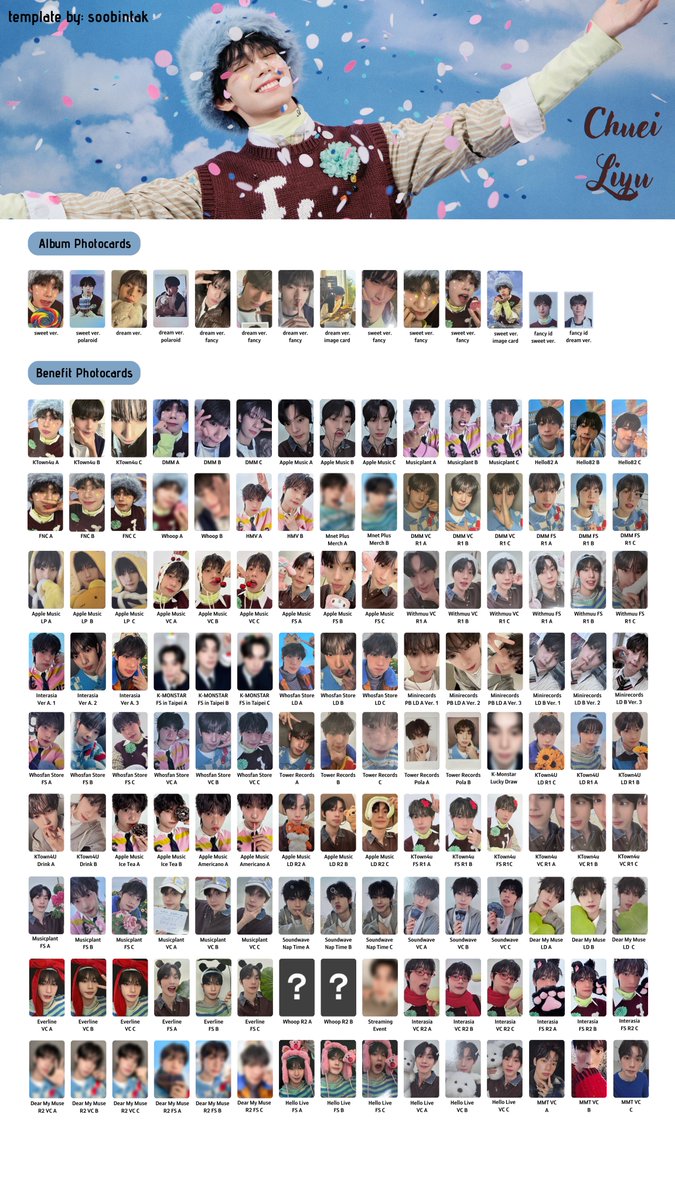 チェリブ CHUEILIYU ARCHIVE トレカ Chuei Liyu photocard template [album pc, pob, lucky draw, video
