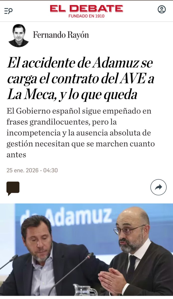 Capitana_espana's tweet image. No te lo contará TelePedro, pero han reventado el contrato de la mayor obra ferroviaria del mundo: el AVE a La Meca, que España ganó por ser la mejor.

Ahora está en el aire.

La reputación de España, por los suelos.
De ser referencia mundial a dar vergüenza⚠️