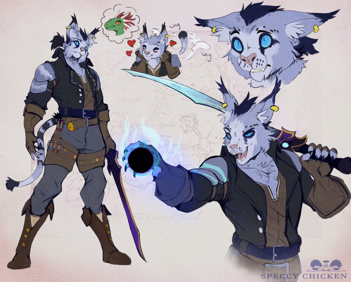 Doodle of my adventure kitty. He loves going in to dungeons and chasing attractive lizards